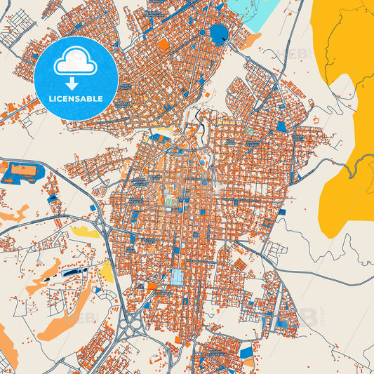 Colorful Botucatu Street Map with Labels and Buildings