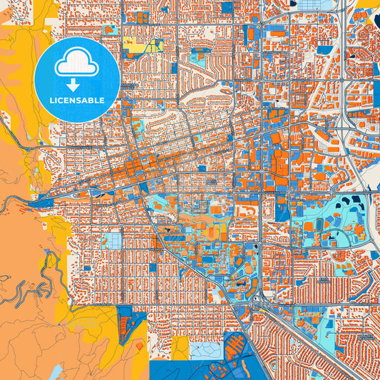 Colorful Boulder Street Map with Labels and Buildings