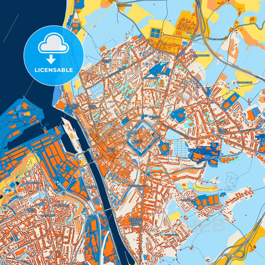 Colorful Boulogne-sur-Mer Street Map with Labels and Buildings