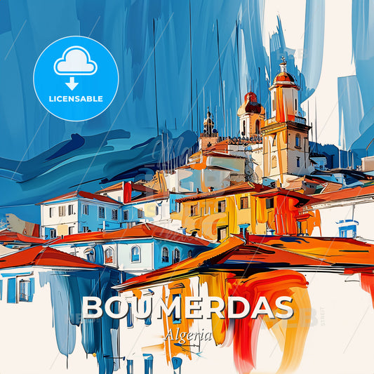 Vibrant Boumerdas, Algeria - A Painting Of A Town - Square format print template