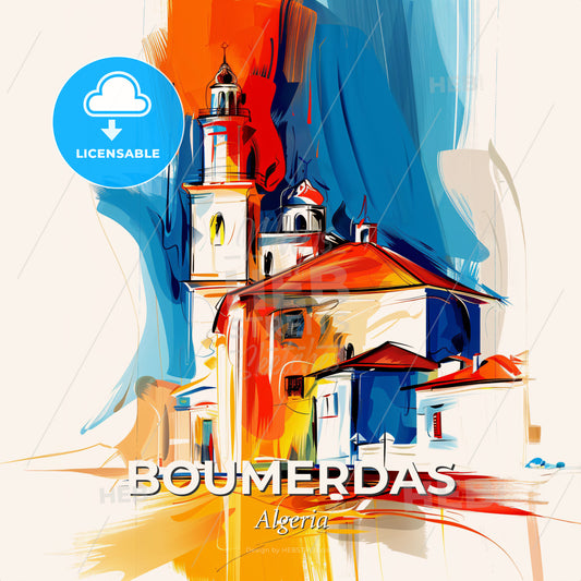 Vibrant Boumerdas, Algeria - A Painting Of A Building - Square format print template
