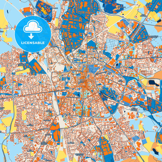 Colorful Bourg-en-Bresse Street Map with Labels and Buildings