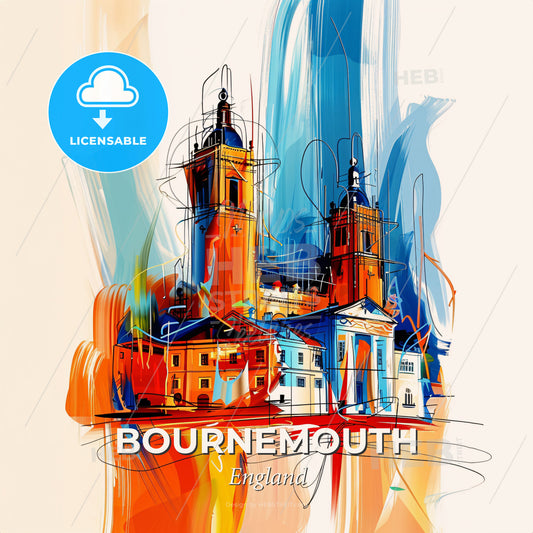 Vibrant Bournemouth, England - A Painting Of A Building - Square format print template