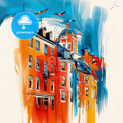 Vibrant Bournemouth, England - A Painting Of A Building