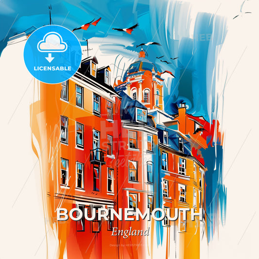 Vibrant Bournemouth, England - A Painting Of A Building - Square format print template