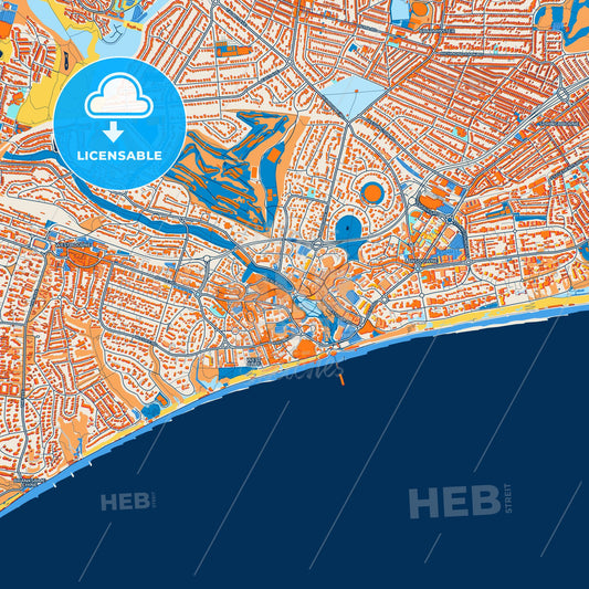 Colorful Bournemouth Street Map with Labels and Buildings
