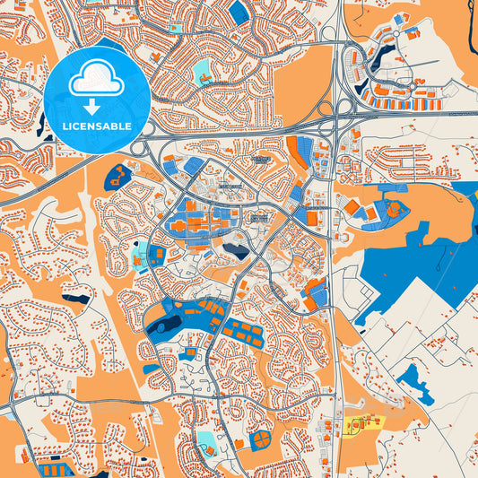 Colorful Bowie Street Map with Labels and Buildings