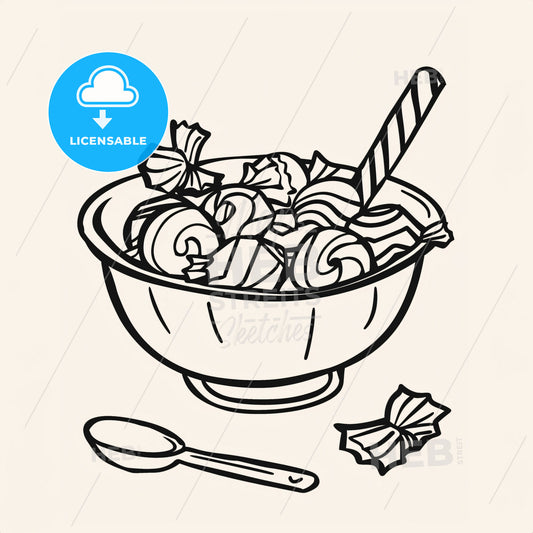 Bowl With Candy - A Bowl Of Food With A Spoon
