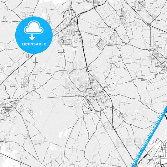 Boxtel, Netherlands light map with streetnames, citynames and districts