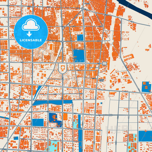 Colorful Bozhou Street Map with Labels and Buildings