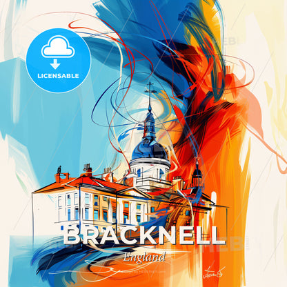 Vibrant Bracknell, England - A Painting Of A Building - Square format print template