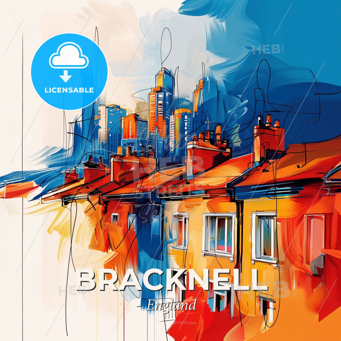 Vibrant Bracknell, England - A Painting Of A City - Square format print template