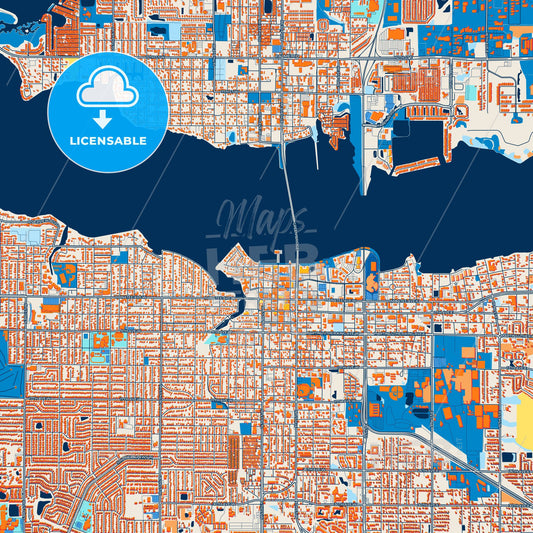Colorful Bradenton Street Map with Labels and Buildings