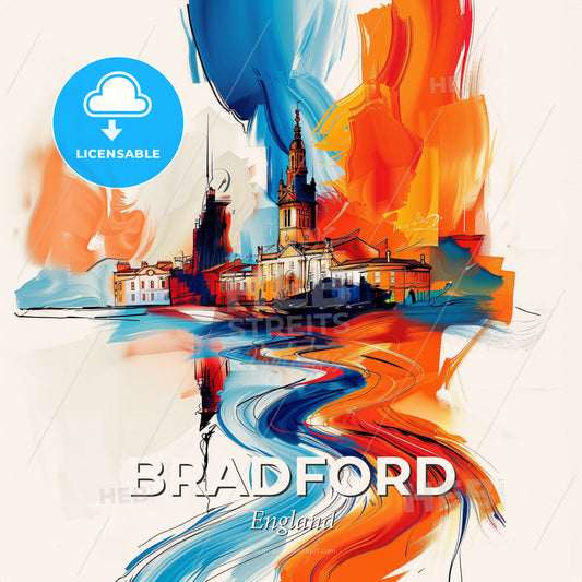Vibrant Bradford, England - A Painting Of A City - Square format print template