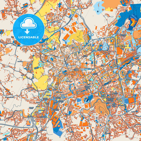 Colorful Braga Street Map with Labels and Buildings