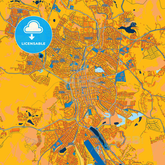 Colorful Braganca Paulista Street Map with Labels and Buildings