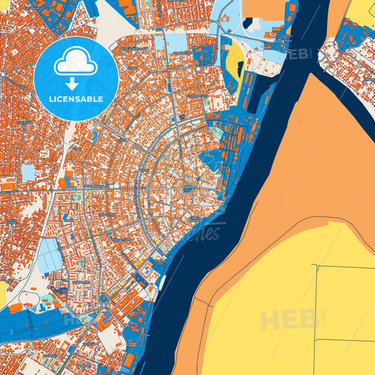 Colorful Brăila Street Map with Labels and Buildings