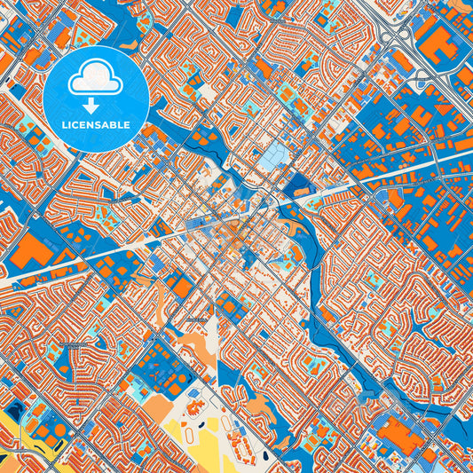 Colorful Brampton Street Map with Labels and Buildings