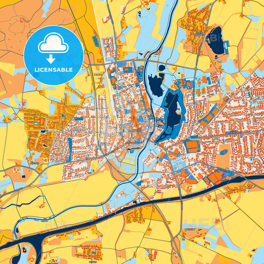 Colorful Bramsche Street Map with Labels and Buildings