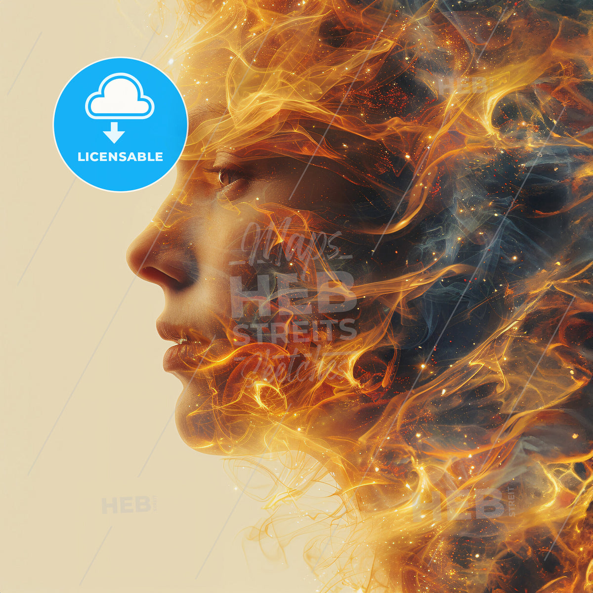 Branding Brilliance: Identity & Influence - A womans face with fire