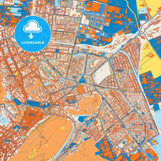 Colorful Brașov Street Map with Labels and Buildings