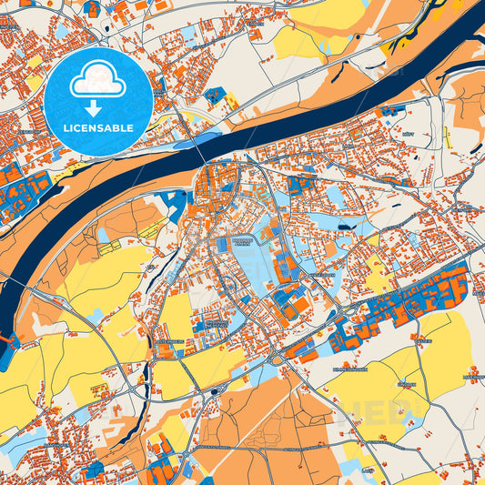 Colorful Braunau am Inn Street Map with Labels and Buildings