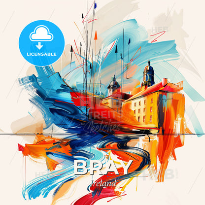 Vibrant Bray, Ireland - A Painting Of A Building - Square format print template