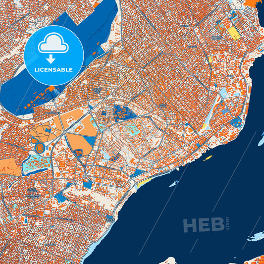 Colorful Brazzaville Street Map with Labels and Buildings