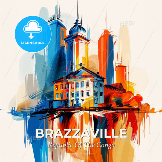 Vibrant Brazzaville, Republic Of The Congo - A Painting Of A Building - Square format print template
