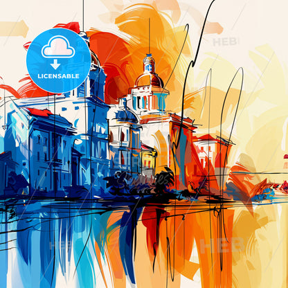 Vibrant Brazzaville, Republic Of The Congo - A Colorful Painting Of Buildings