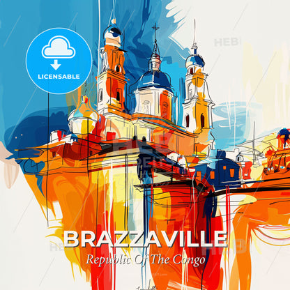 Vibrant Brazzaville, Republic Of The Congo - A Painting Of A Building - Square format print template