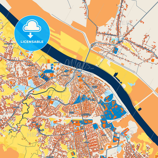 Colorful Brčko Street Map with Labels and Buildings