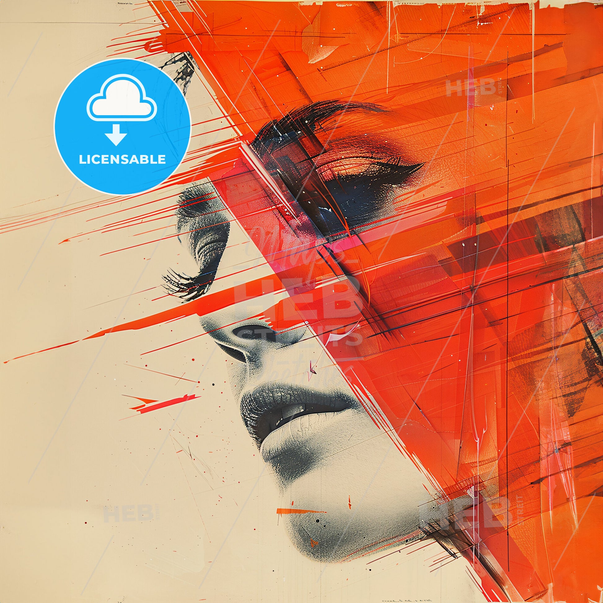 Breaking the Fourth Wall: Art Meets Audience - A womans face with red stripes