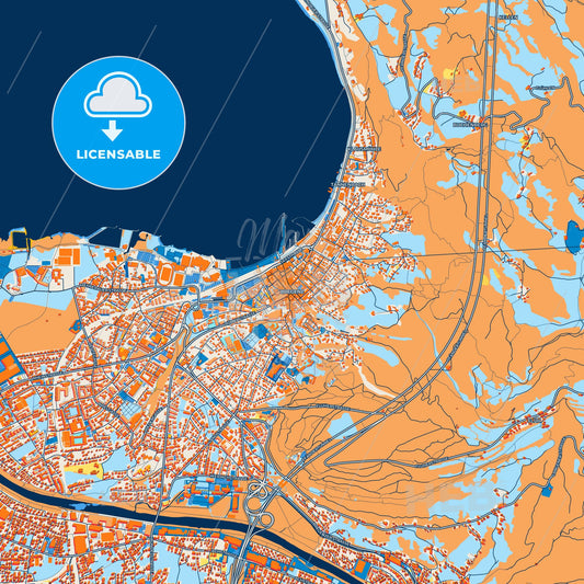 Colorful Bregenz Street Map with Labels and Buildings