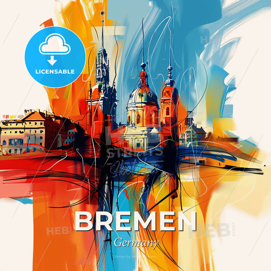 Vibrant Bremen, Germany - A Painting Of A Building - Square format print template