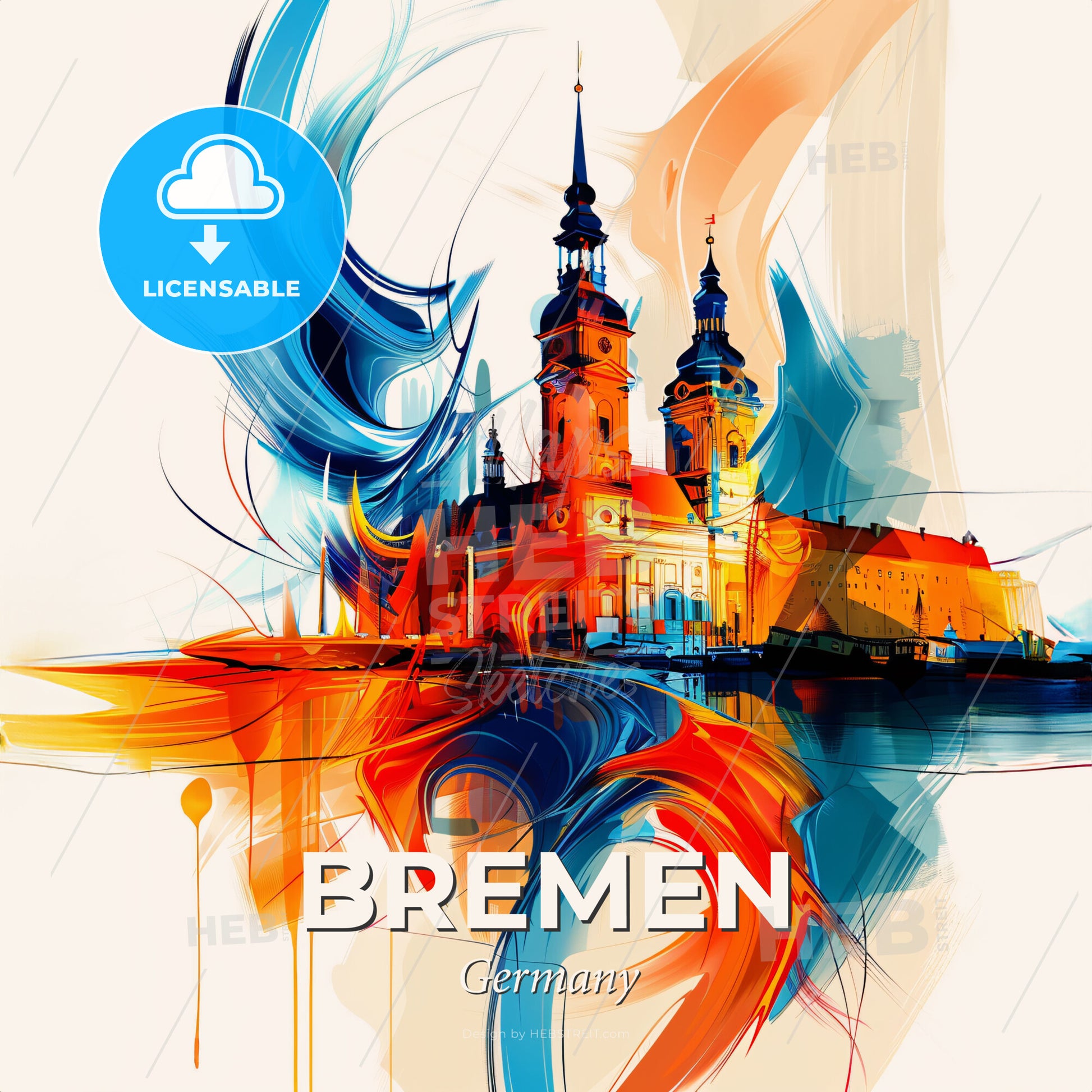 Vibrant Bremen, Germany - A Colorful Painting Of A Building - Square format print template