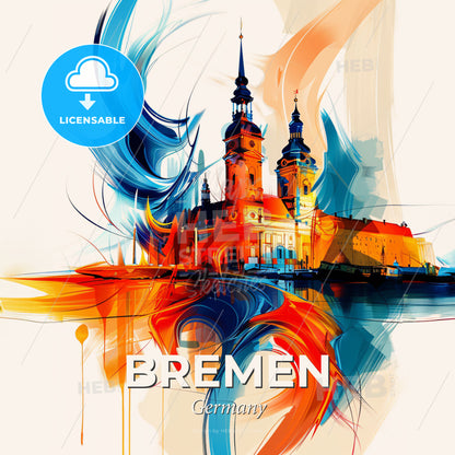 Vibrant Bremen, Germany - A Colorful Painting Of A Building - Square format print template