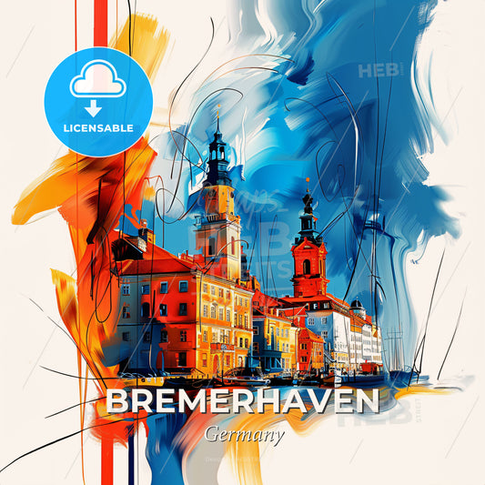Vibrant Bremerhaven, Germany - A Colorful Painting Of Buildings - Square format print template