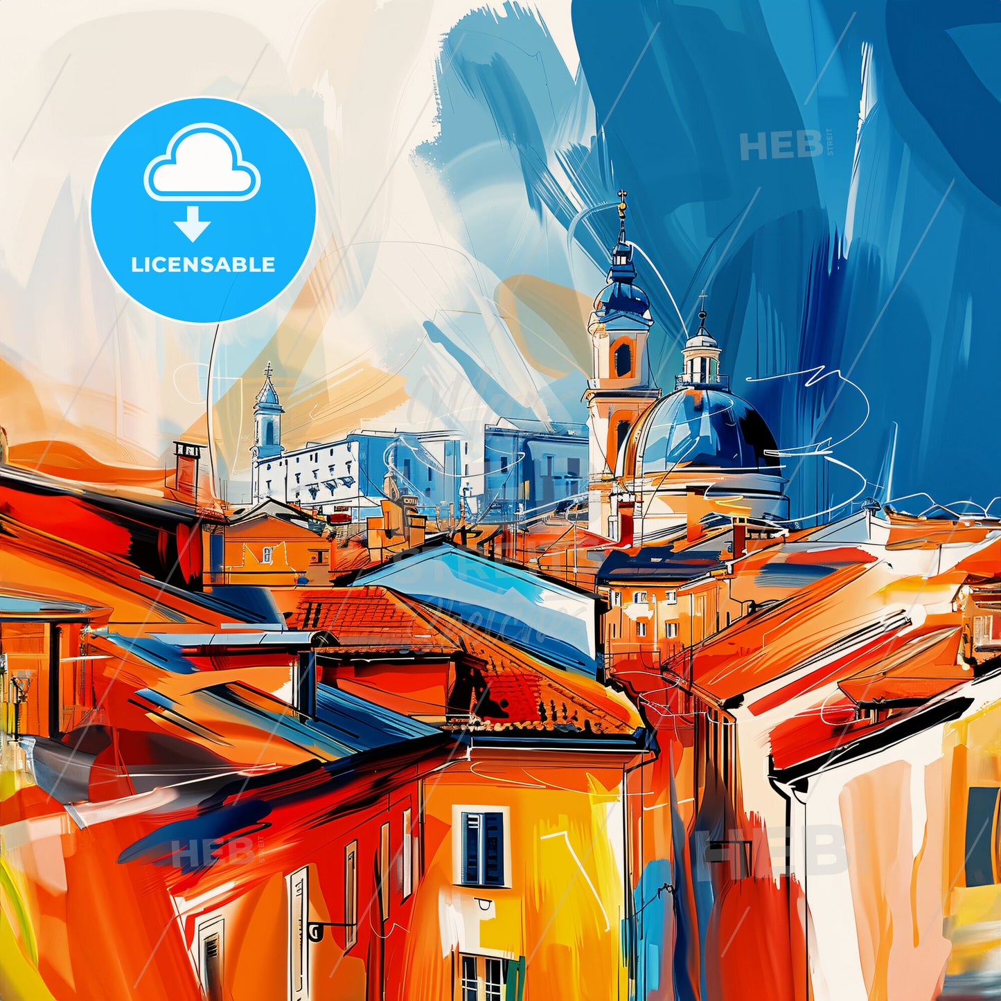 Vibrant Brescia , Italy - A Painting Of A City