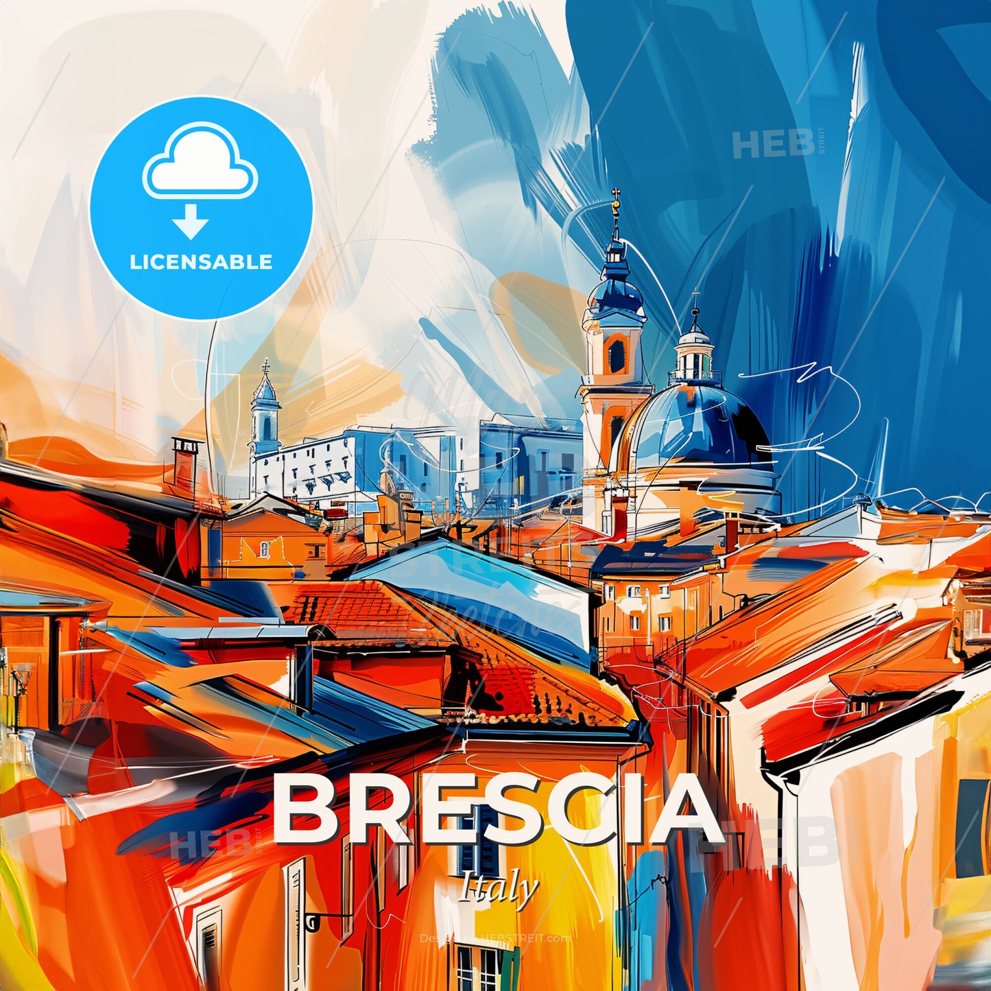 Vibrant Brescia , Italy - A Painting Of A City - Square format print template
