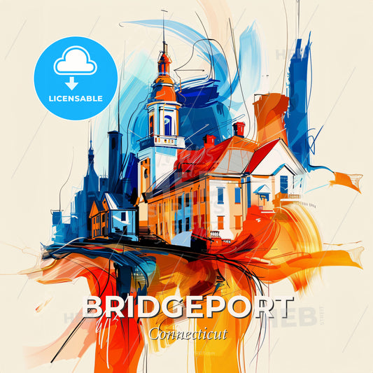 Vibrant Bridgeport, Connecticut - A Painting Of A Building - Square format print template