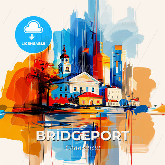 Vibrant Bridgeport, Connecticut - A Painting Of A City - Square format print template