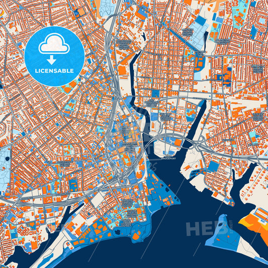 Colorful Bridgeport Street Map with Labels and Buildings