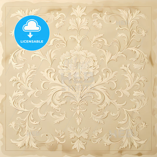 Exquisite Beige Floral Art: Delicate Gradient Patterns on Bright Drawing Paper, Focus on Artistic Design