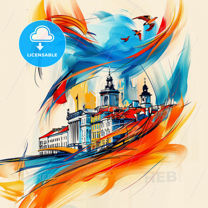 Vibrant Brighton And Hove, England - A Colorful Painting Of A Building