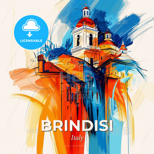 Vibrant Brindisi, Italy - A Colorful Building With A Dome - Square format print template