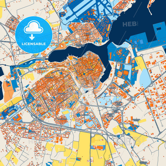Colorful Brindisi Street Map with Labels and Buildings