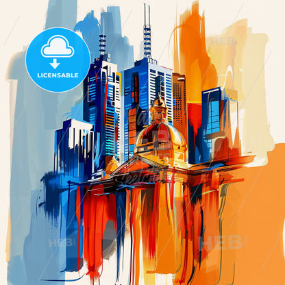 Vibrant Brisbane, Australia - A Painting Of A City