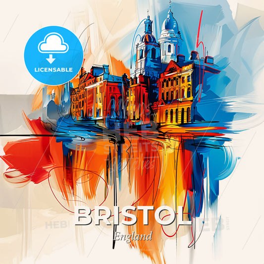Vibrant Bristol, England - A Colorful Painting Of A Building - Square format print template