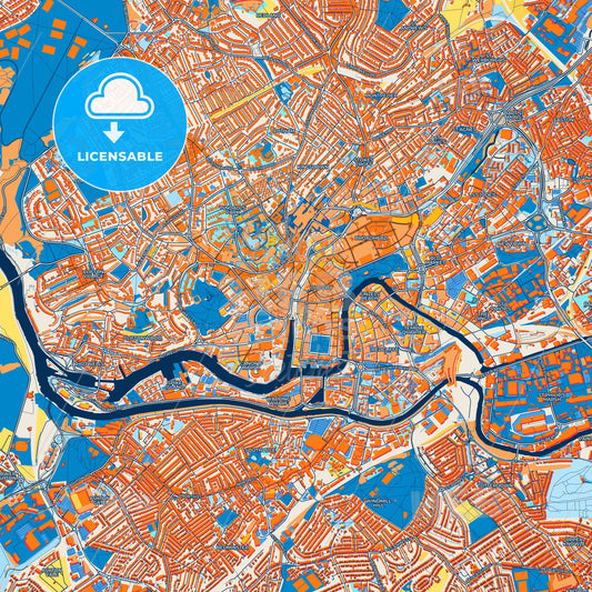 Colorful Bristol Street Map with Labels and Buildings
